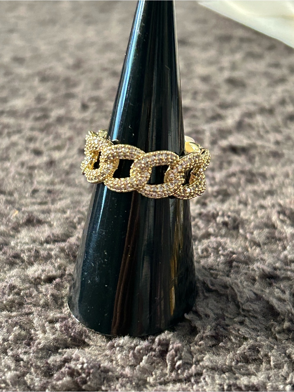 Pavé Link Chain Ring in Laminated gold- Women Jewelry